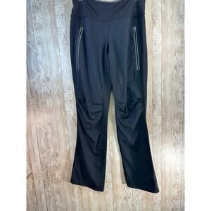 Lululemon Run Free Athletic Leggings Womens‎ SZ 8 Black Ruched Mid Rise Stretch